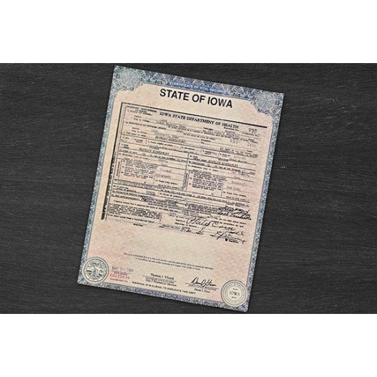 Novelty Iowa Birth Certificate